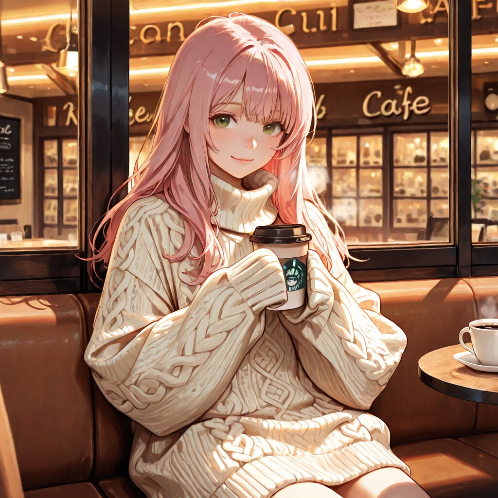 カフェでのオフショット風スタイル