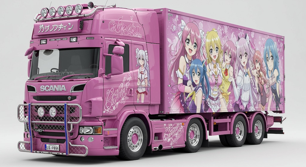 アニメキャラ痛車スカニアトラック