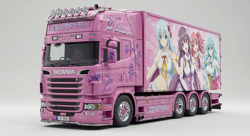 アニメキャラ痛車スカニアトラック