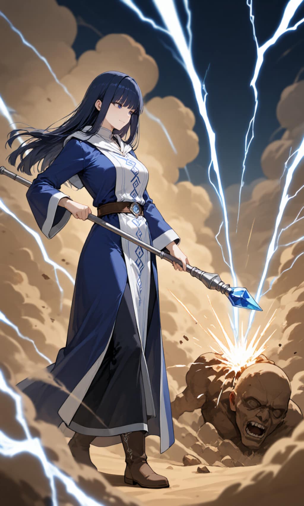 灼砂の戦場、蒼き魔法が穿つ ― ミスティック・ブルー