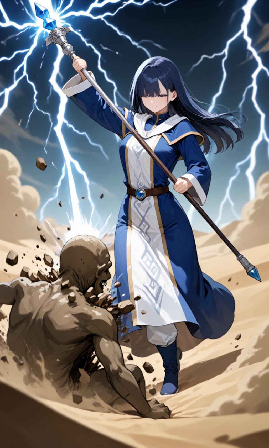 灼砂の戦場、蒼き魔法が穿つ ― ミスティック・ブルー