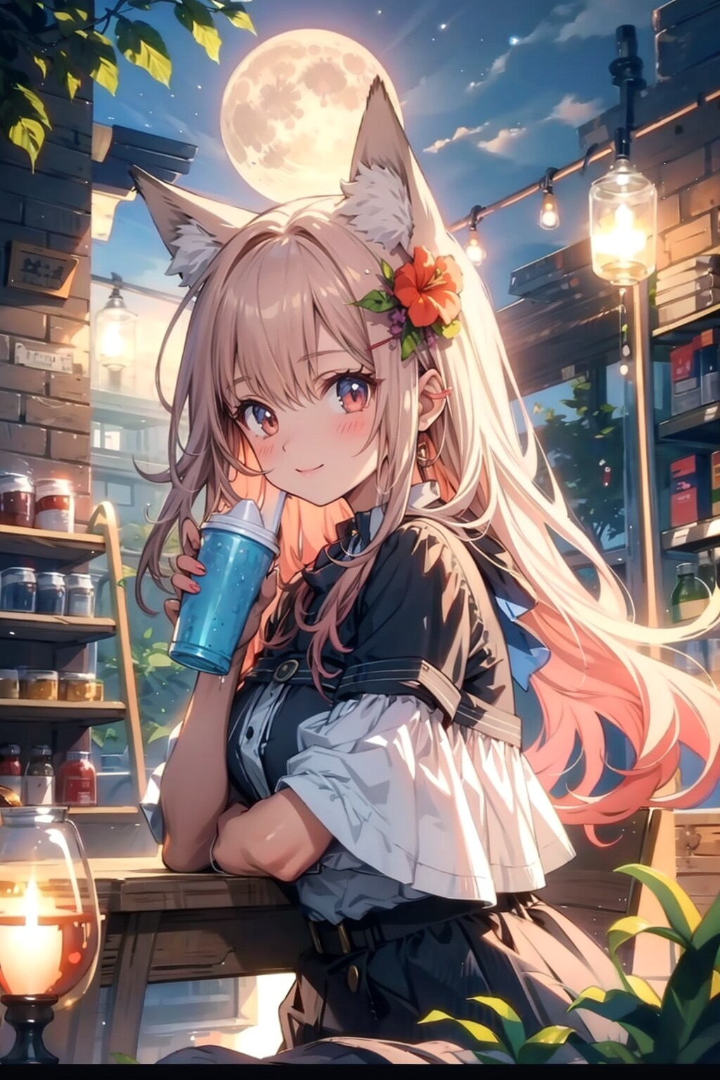 月夜の狐耳娘 | の人気AIイラスト・グラビア