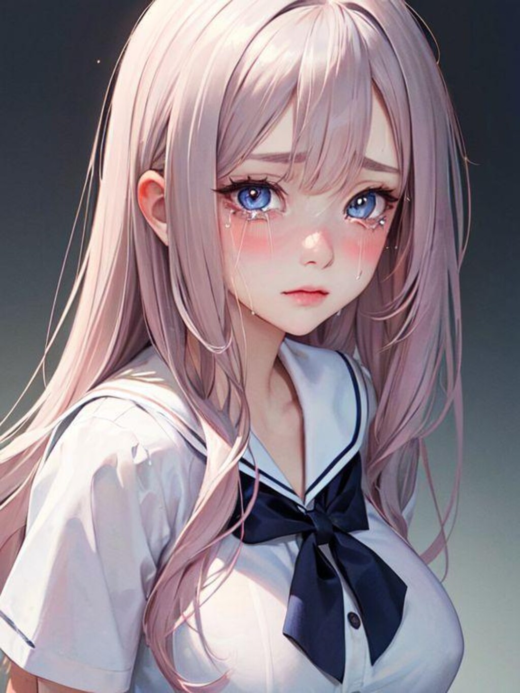 涙目銀髪女の子