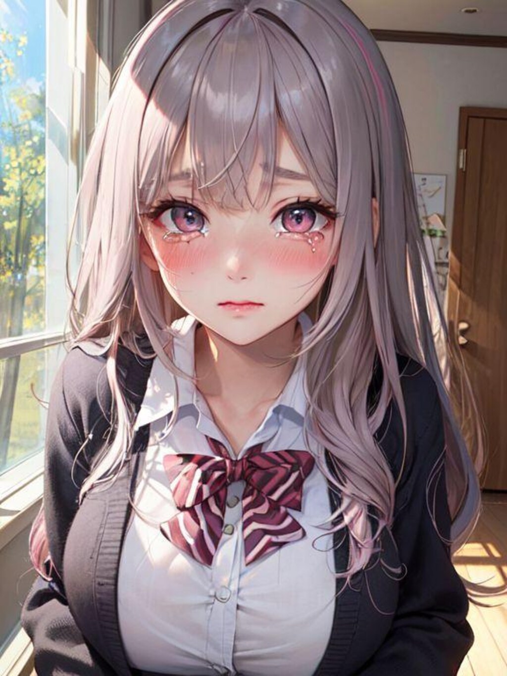 涙目銀髪女の子