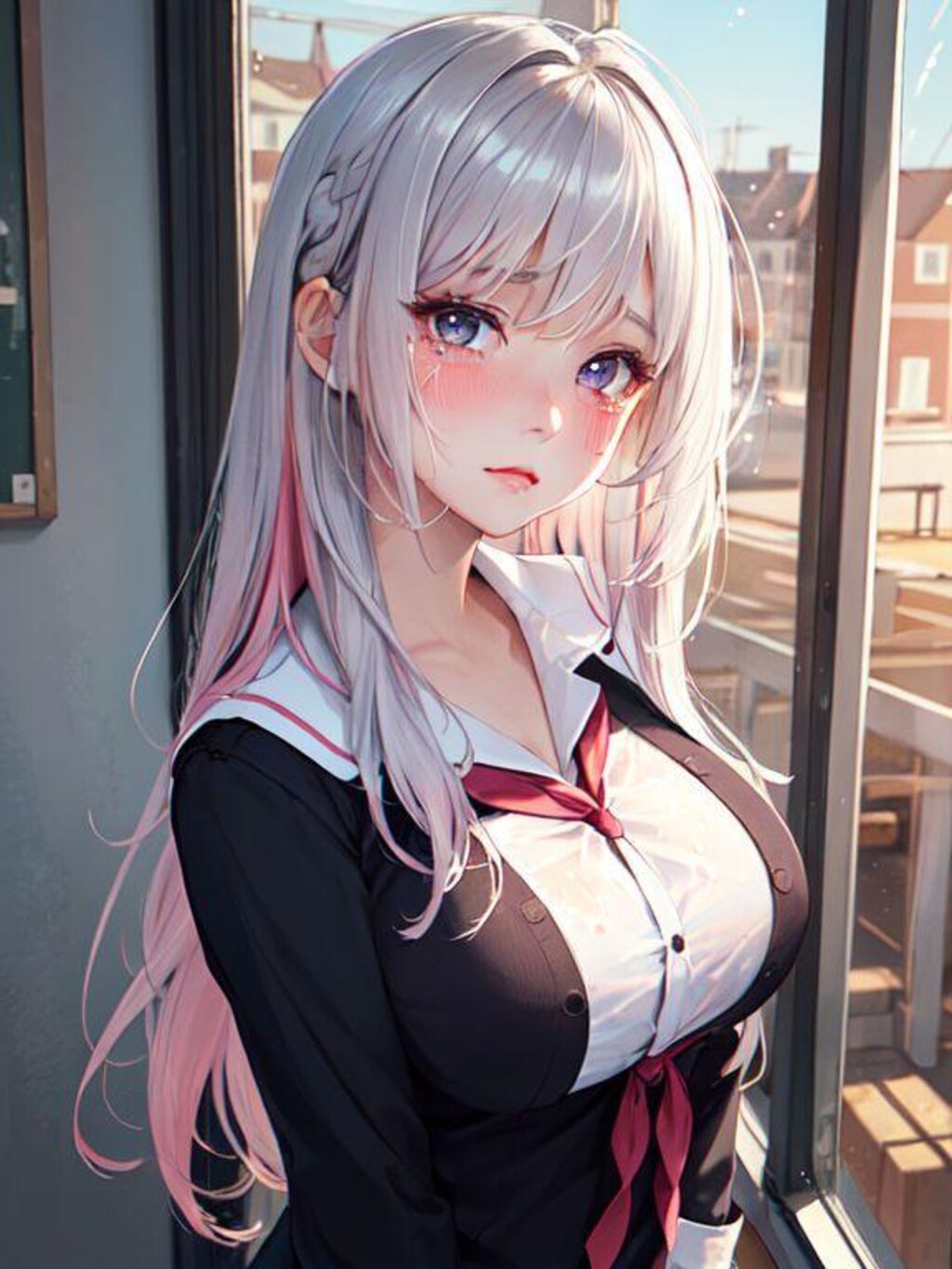 涙目銀髪女の子