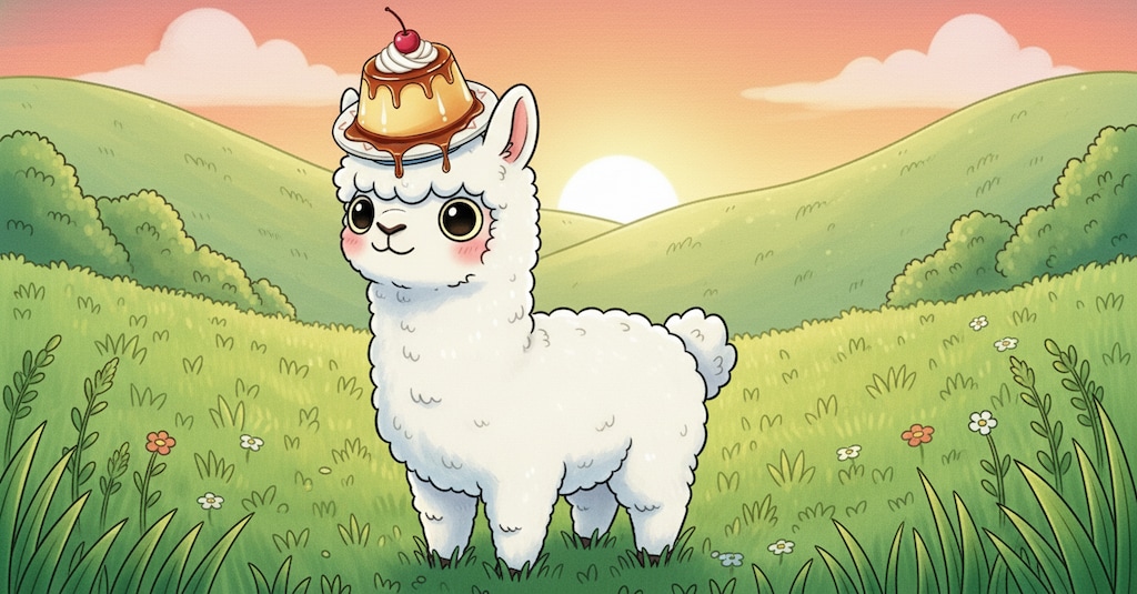 アルパカにプリン乗せてみた