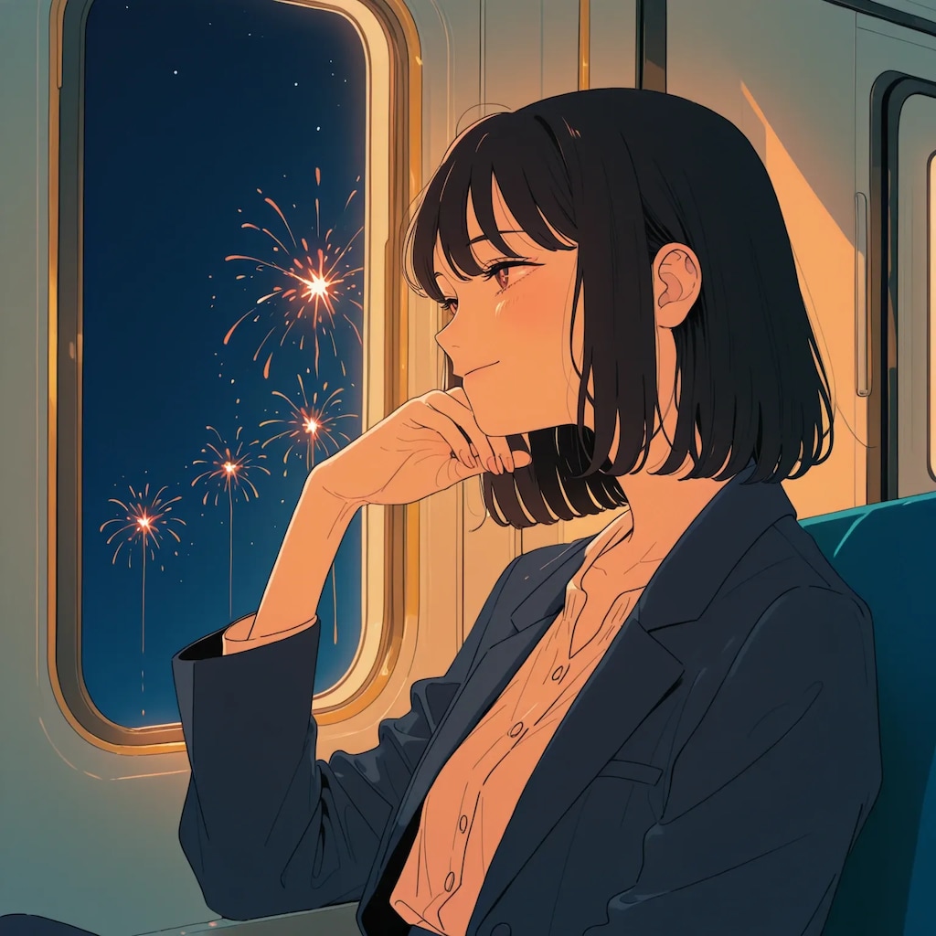 仕事帰りの花火大会