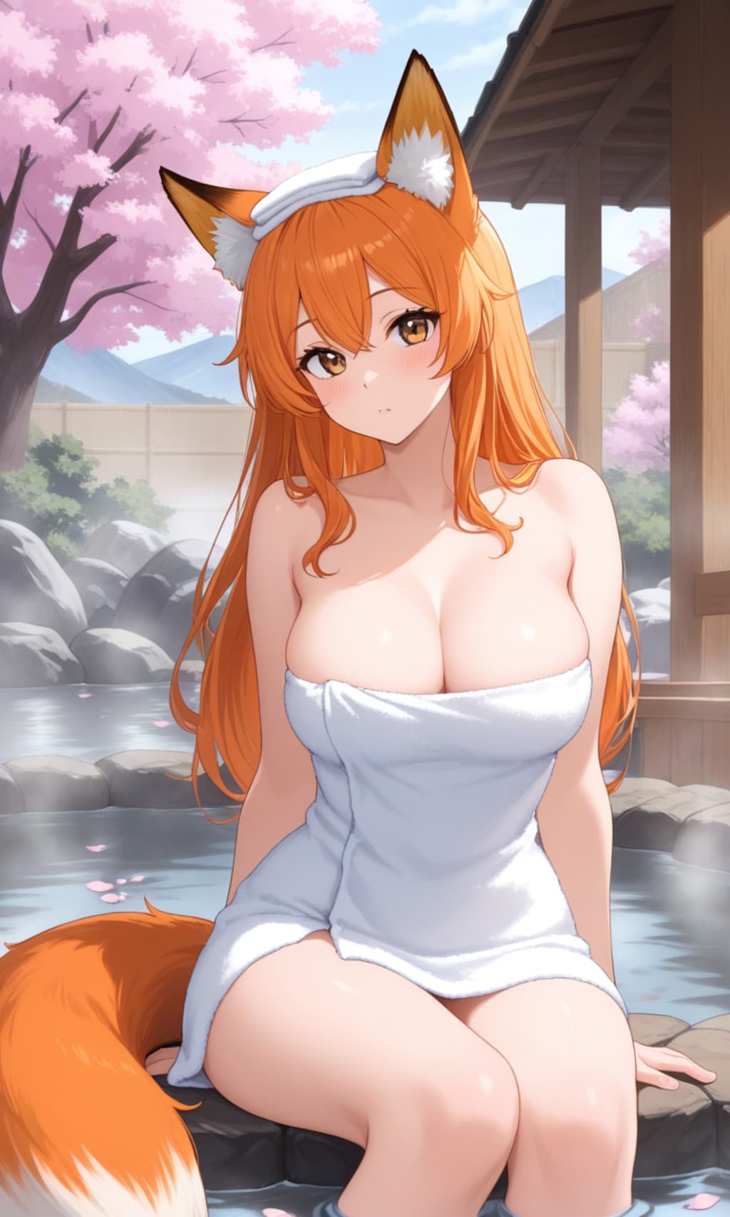 狐娘と温泉