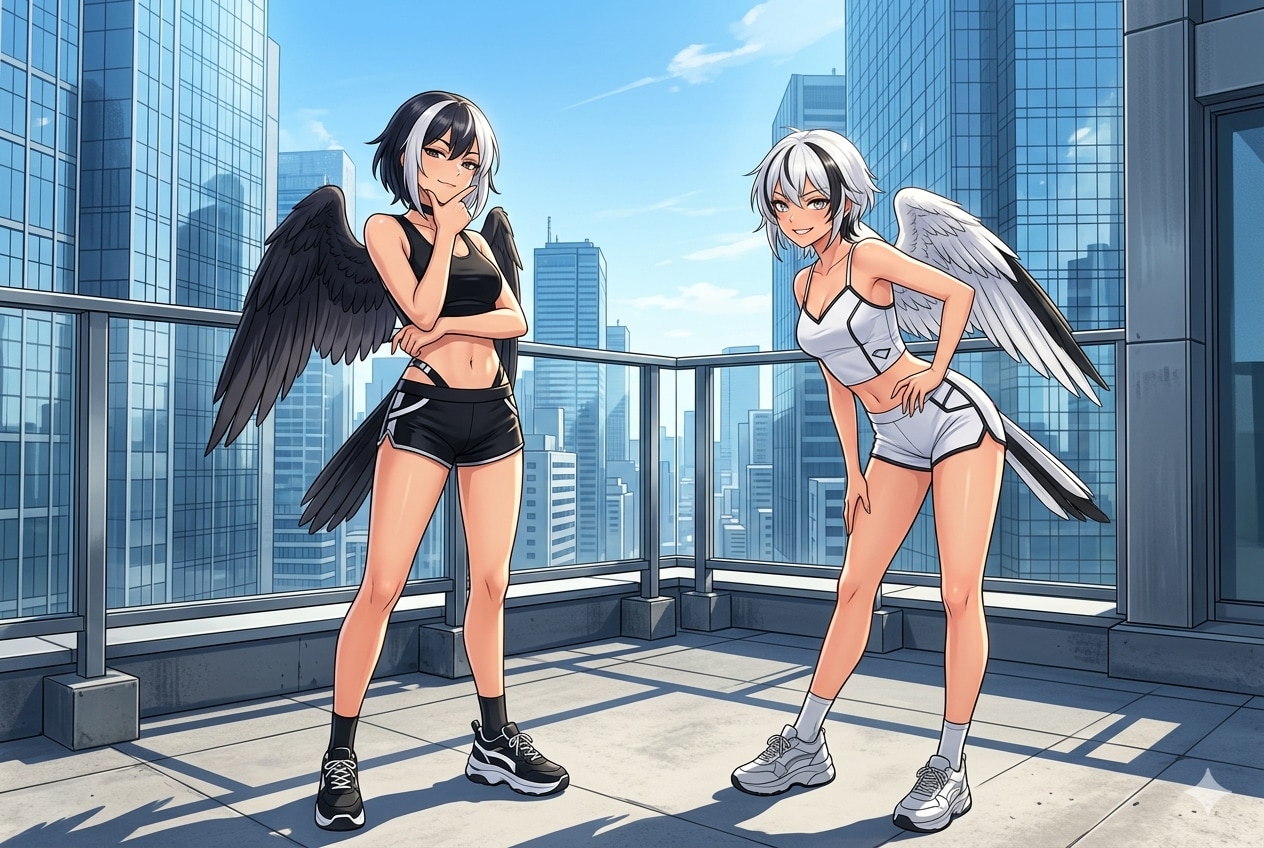 セグロセキレイとハクセキレイ擬人化