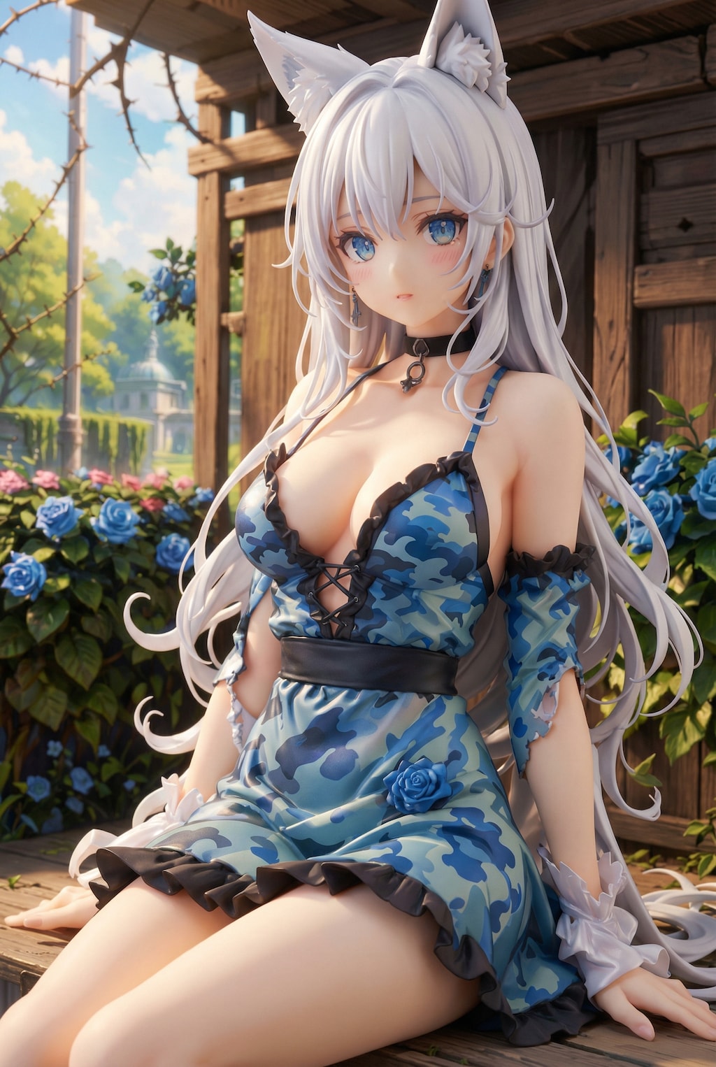 青薔薇のウルフちゃんフィギュア🐺