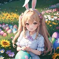 花畑でイースターエッグを集めるウサギ少女 12枚目