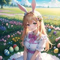 花畑でイースターエッグを集めるウサギ少女 8枚目