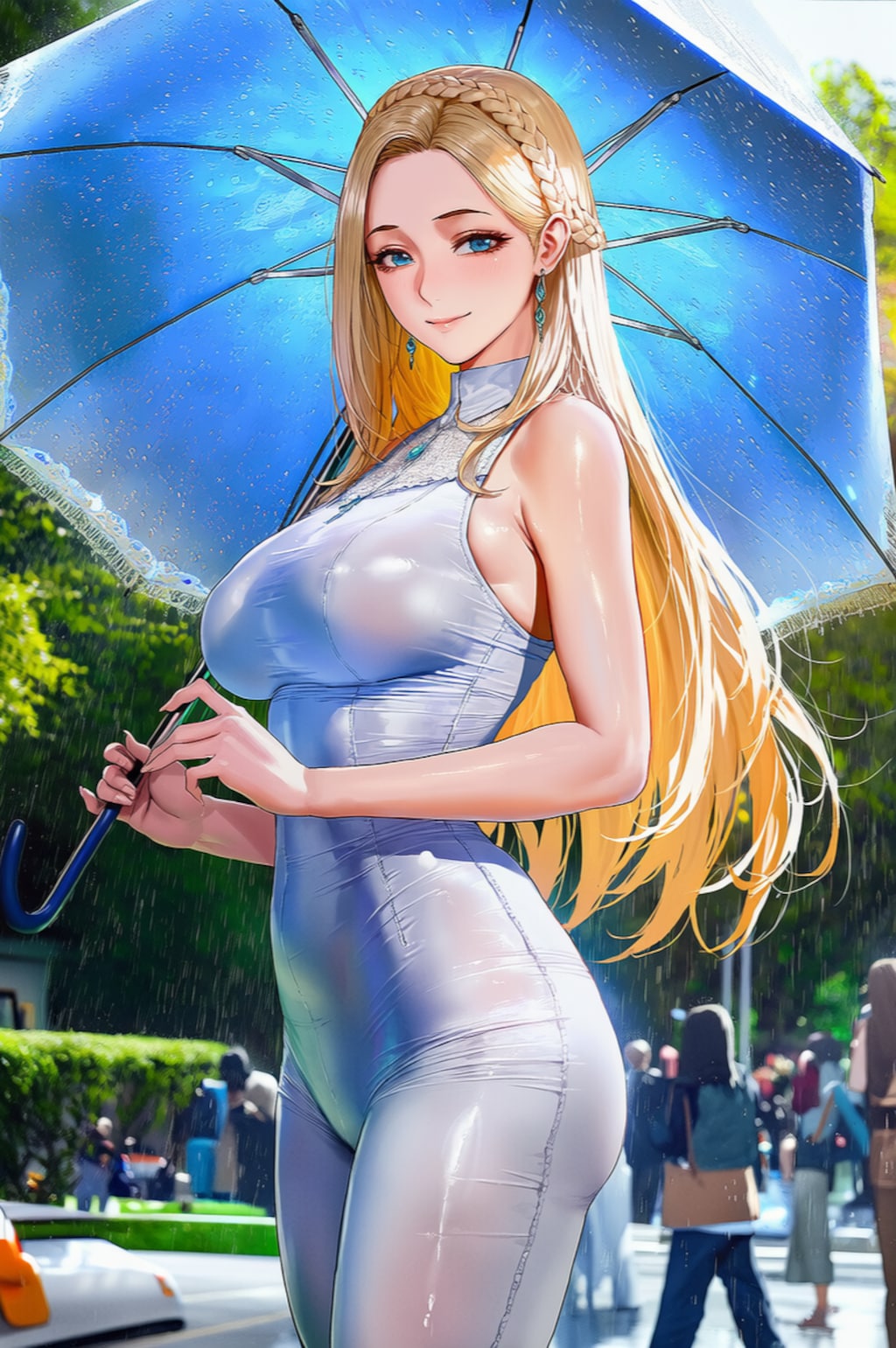 セレスティア王妃様は雨の中傘をさして歩いた経験がないそうで、散歩のあいだ終始楽しそうにしておられた☔☺️♥️