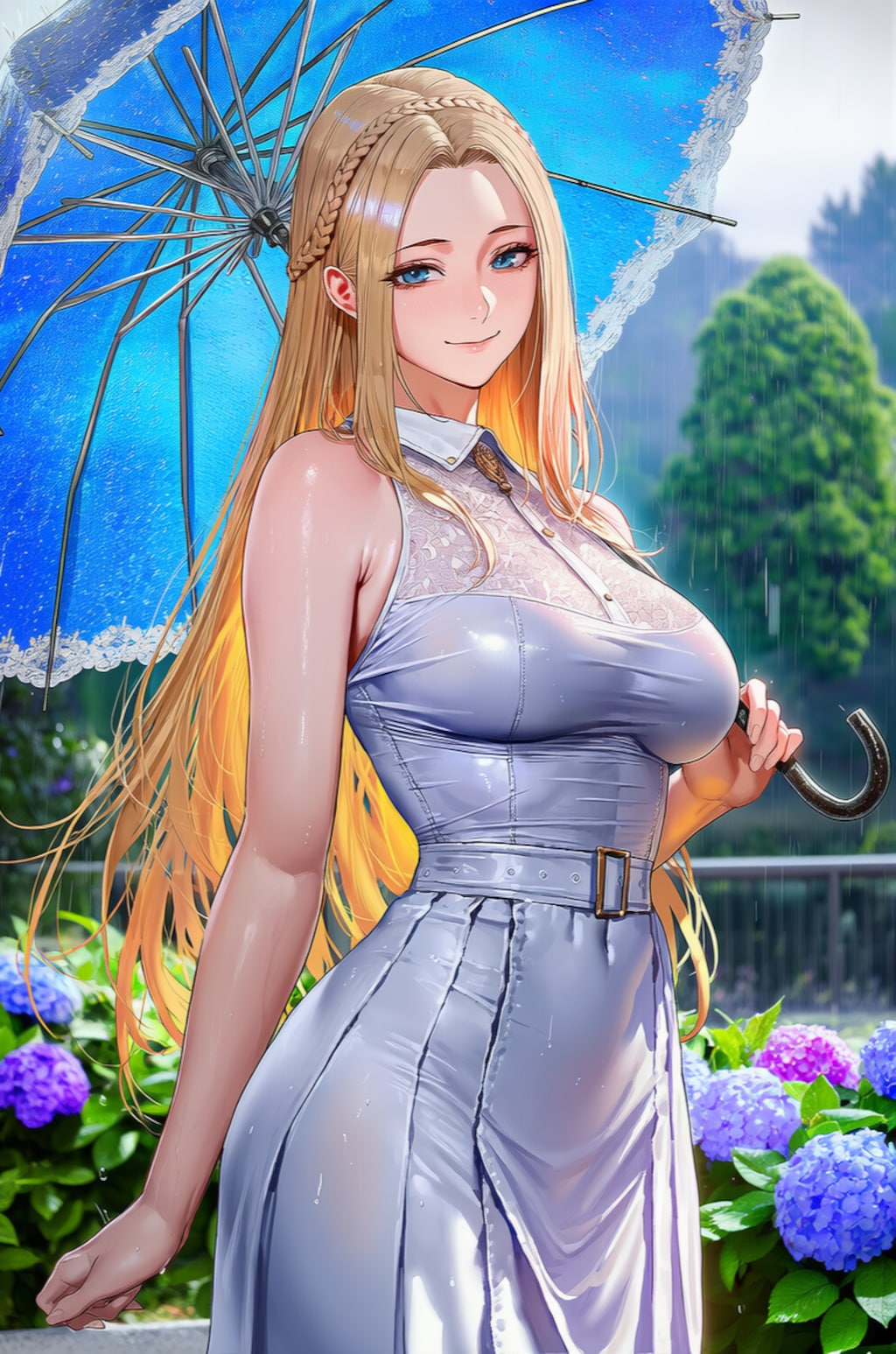 セレスティア王妃様は雨の中傘をさして歩いた経験がないそうで、散歩のあいだ終始楽しそうにしておられた☔☺️♥️