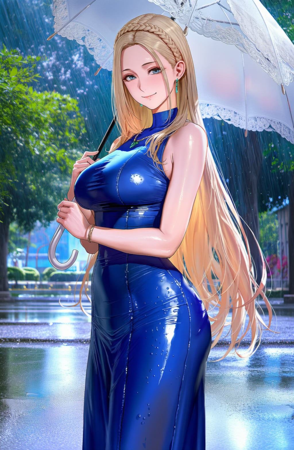セレスティア王妃様は雨の中傘をさして歩いた経験がないそうで、散歩のあいだ終始楽しそうにしておられた☔☺️♥️