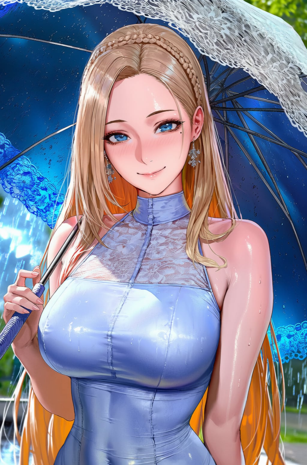 セレスティア王妃様は雨の中傘をさして歩いた経験がないそうで、散歩のあいだ終始楽しそうにしておられた☔☺️♥️