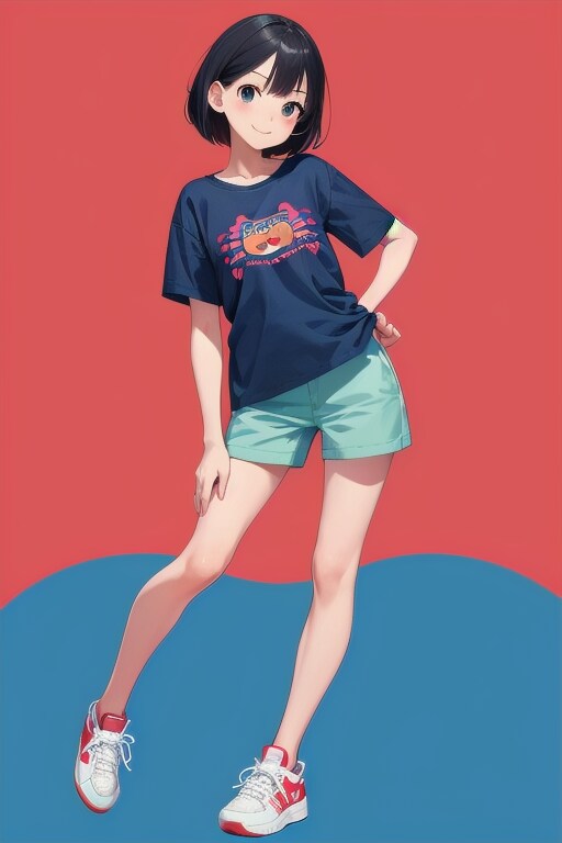 立つ、スニーカー娘