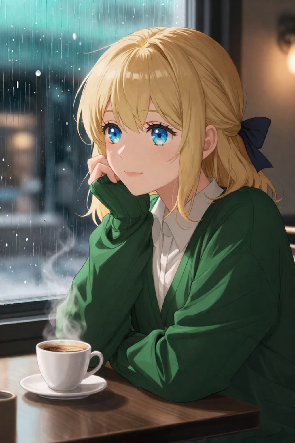 雨と紫陽花と美女