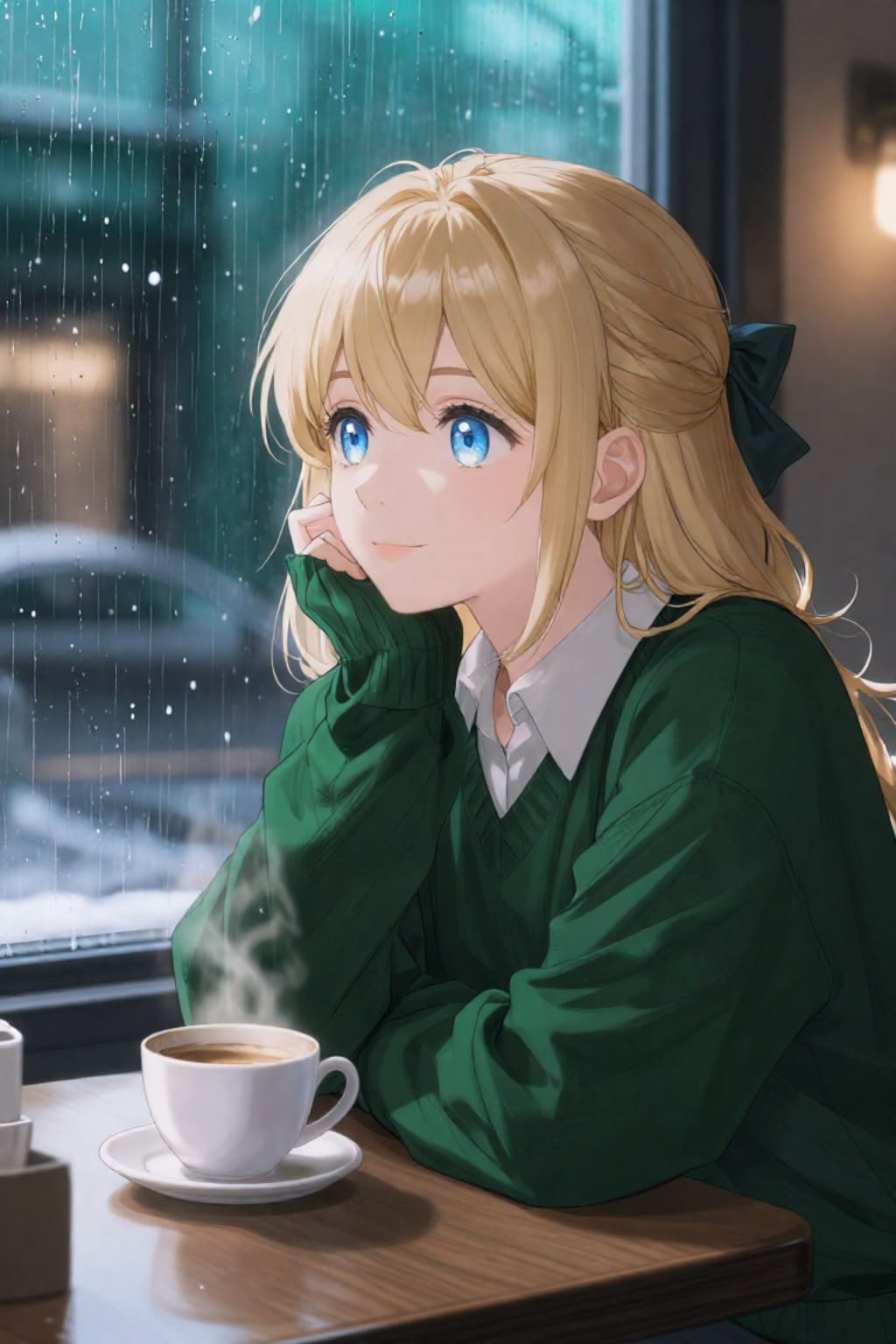 雨と紫陽花と美女