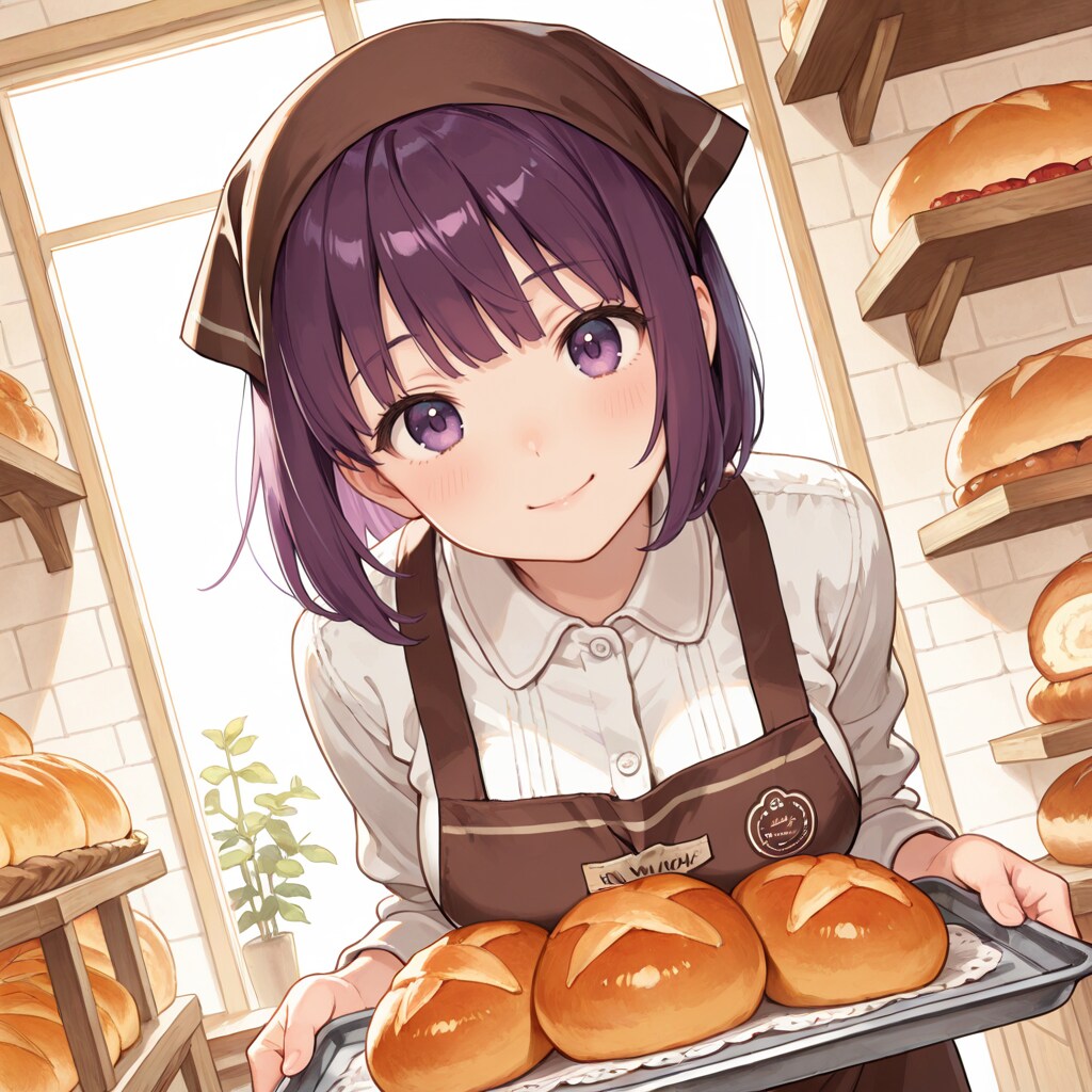 すみれちゃん、パン屋さんで働く | の人気AIイラスト・グラビア