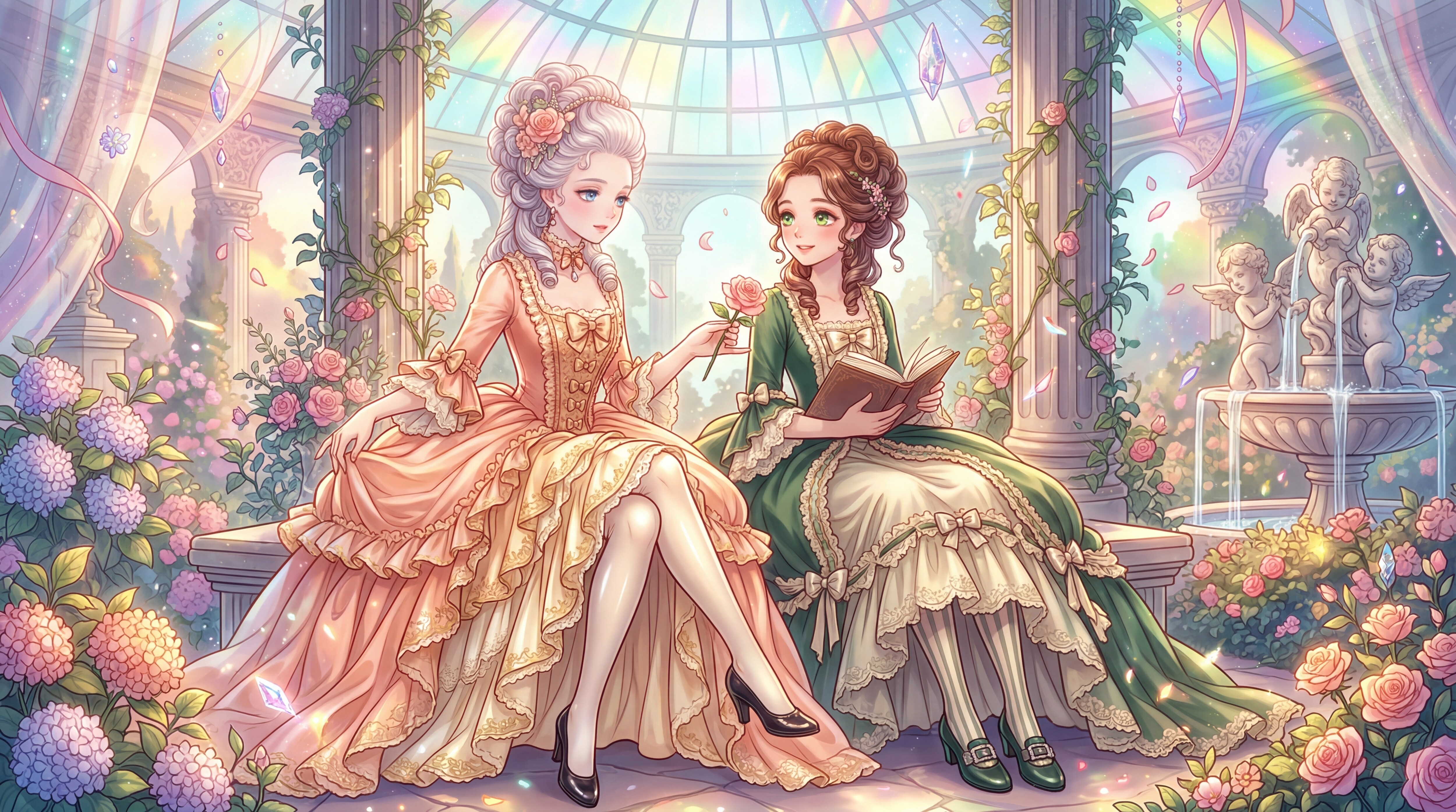 薔薇温室の雅なる午後 | の人気AIイラスト・グラビア