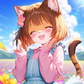 猫娘ちゃん達と花畑 2枚目