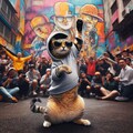 屋外ステージ・猫のブレイクダンスゲリラライブ 3枚目