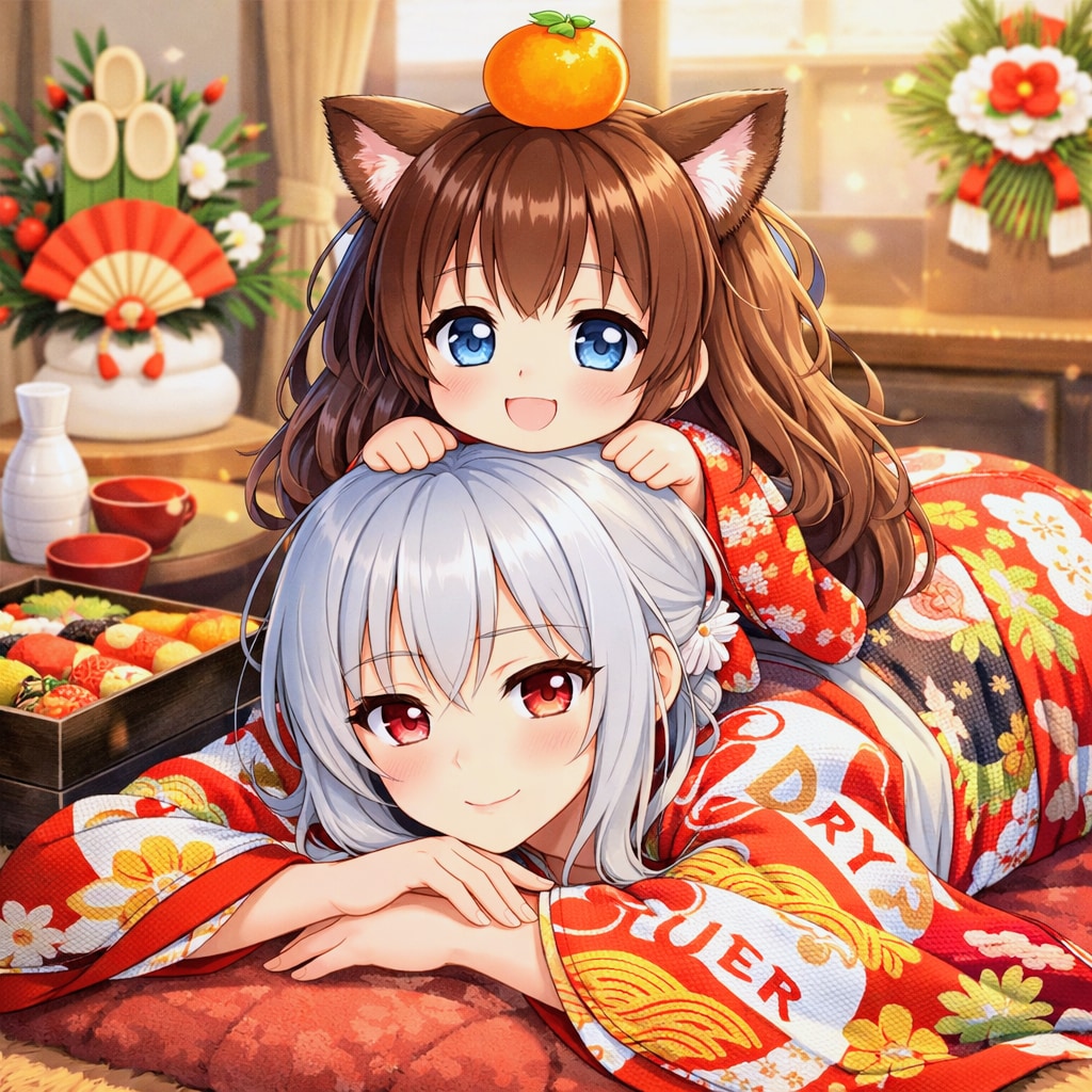 鏡もちの小さな女の子