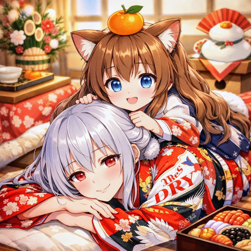 鏡もちの小さな女の子