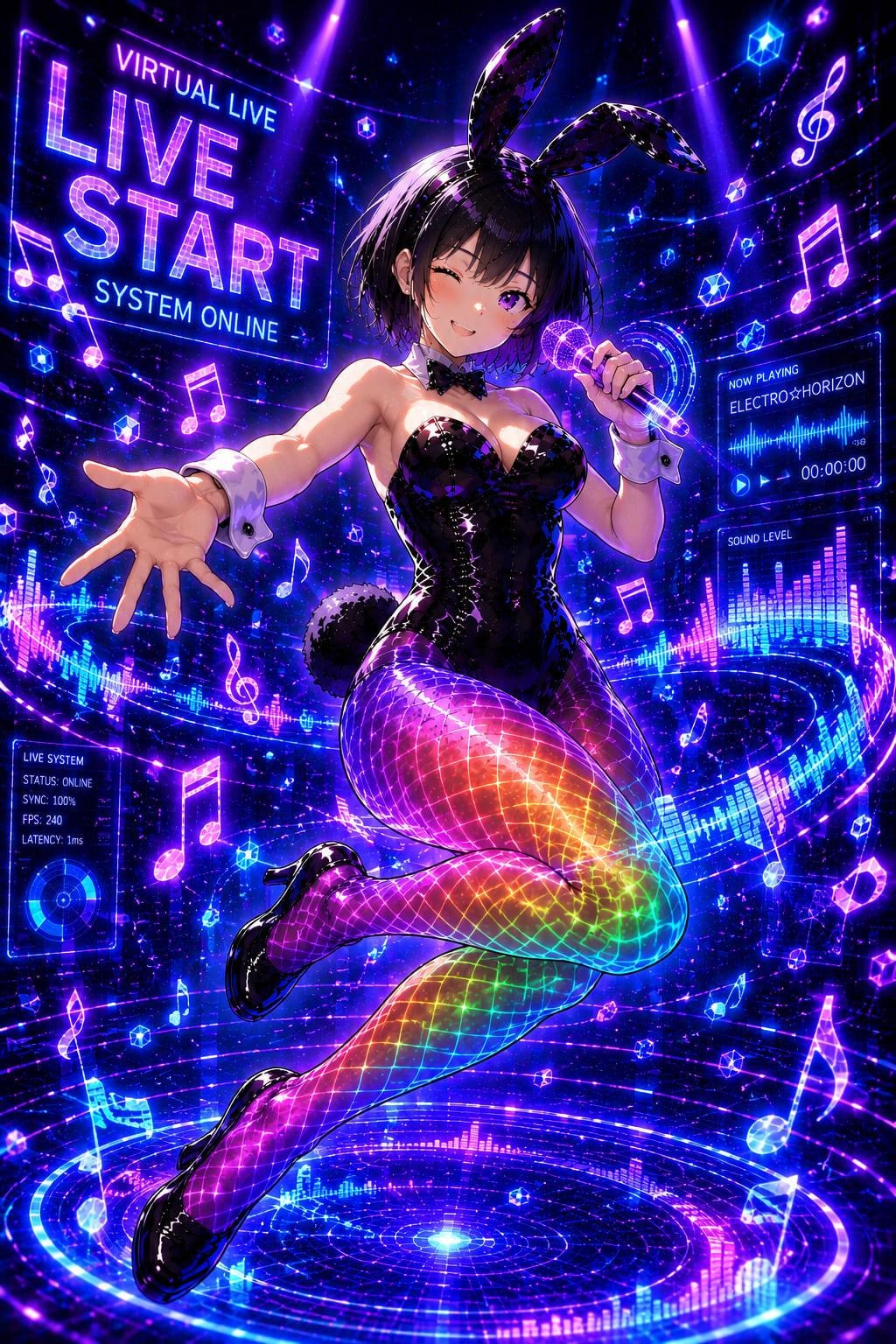 ゲーミングPC風網タイツバニーガールのライブ