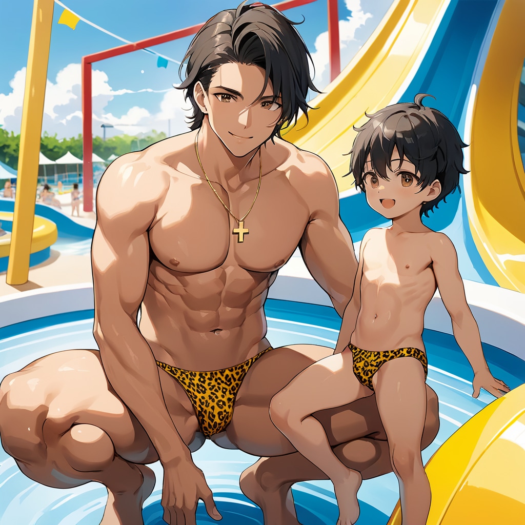パパといっしょのヒョウ柄