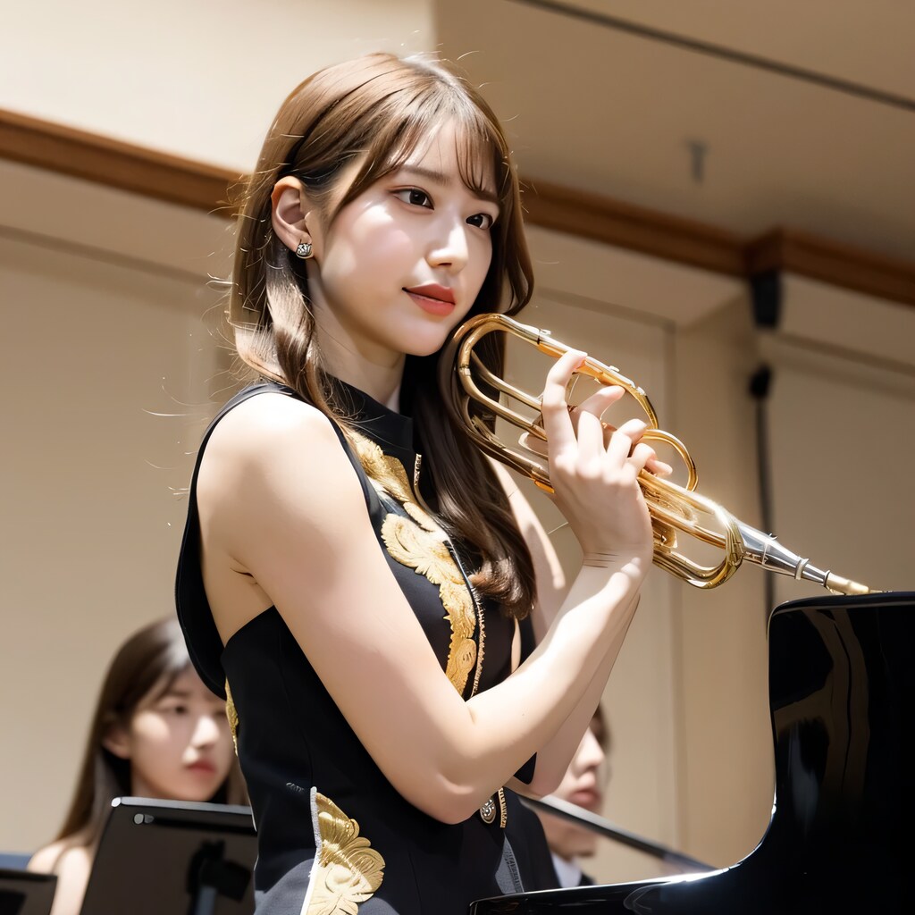 黒髪ロングでブラスバンドの美女３５