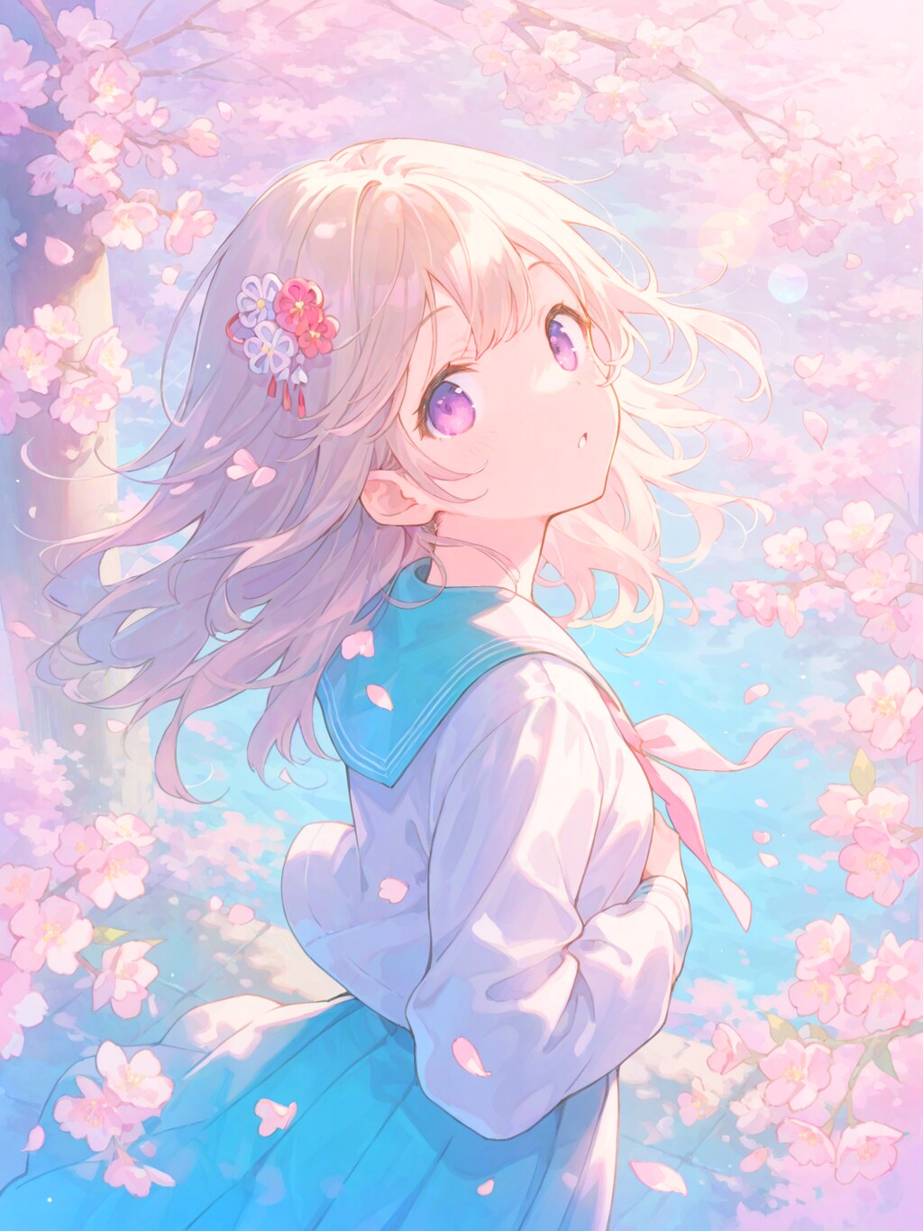 春風に後ろ髪ひかれて