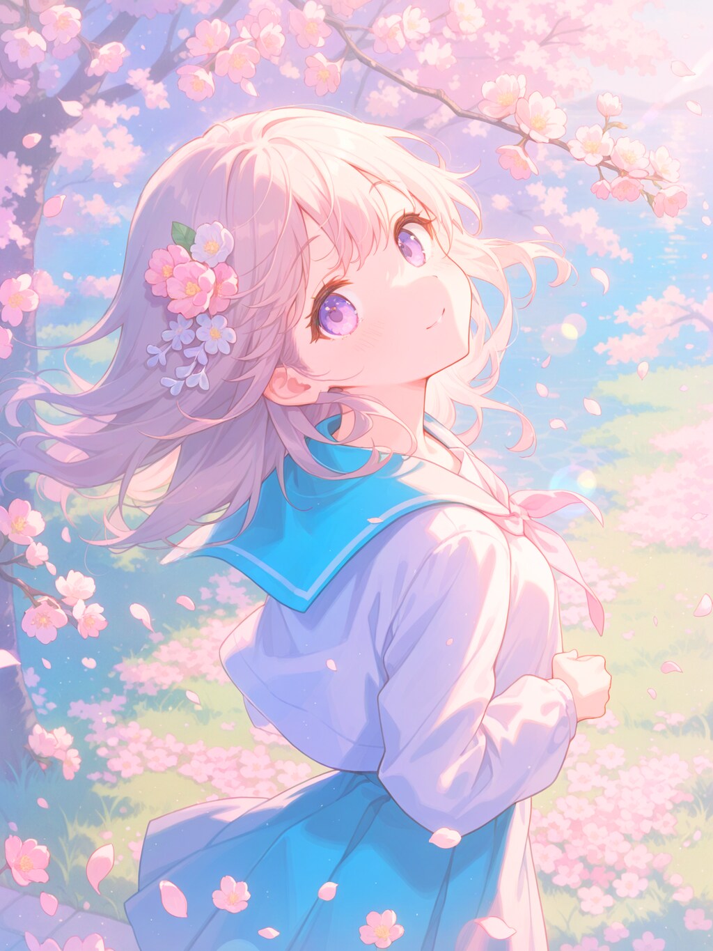 春風に後ろ髪ひかれて