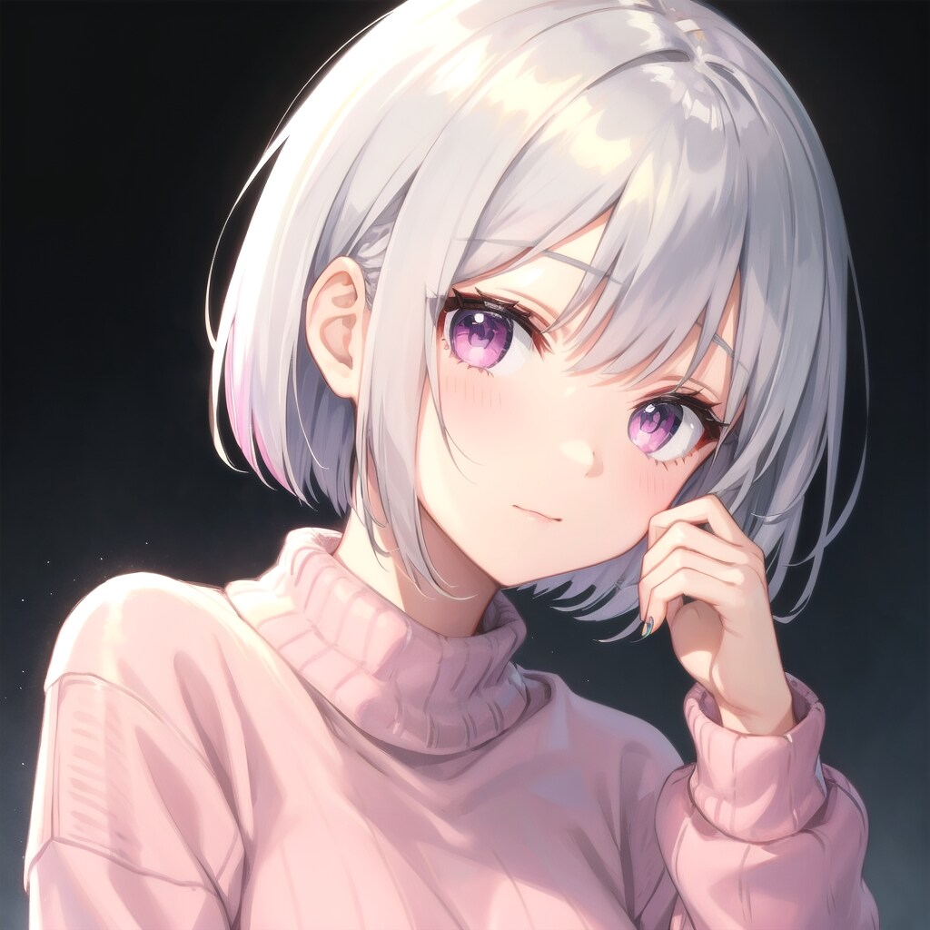 銀髪、銀色の目