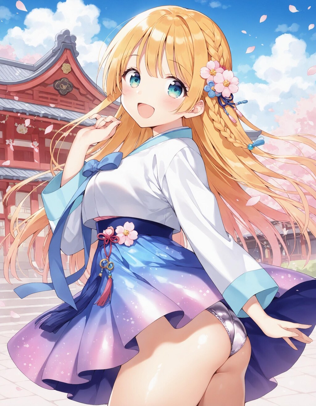 韓服コスでパンチラ