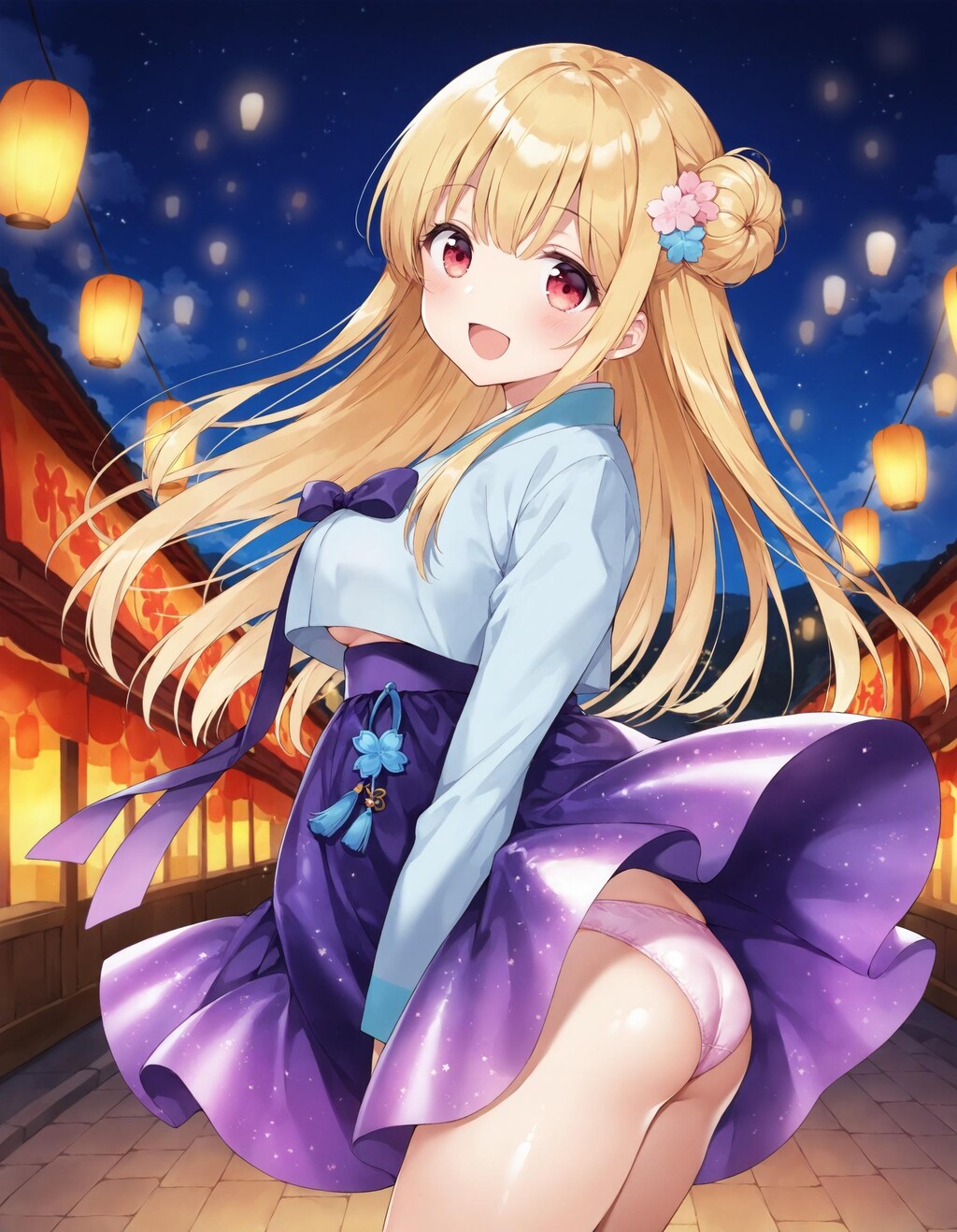 韓服コスでパンチラ