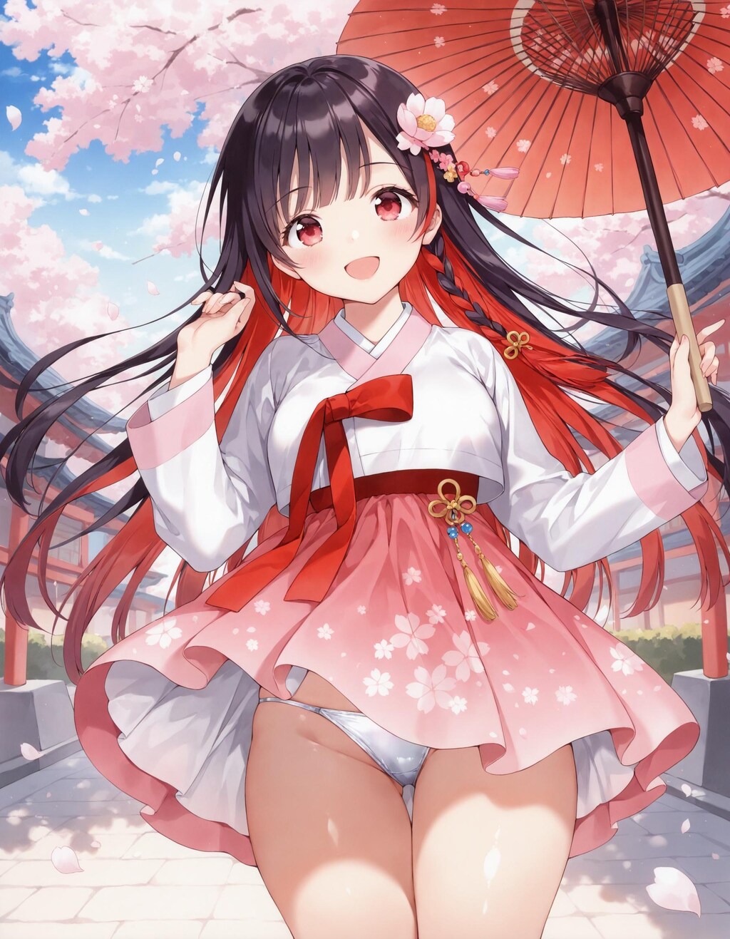 韓服コスでパンチラ