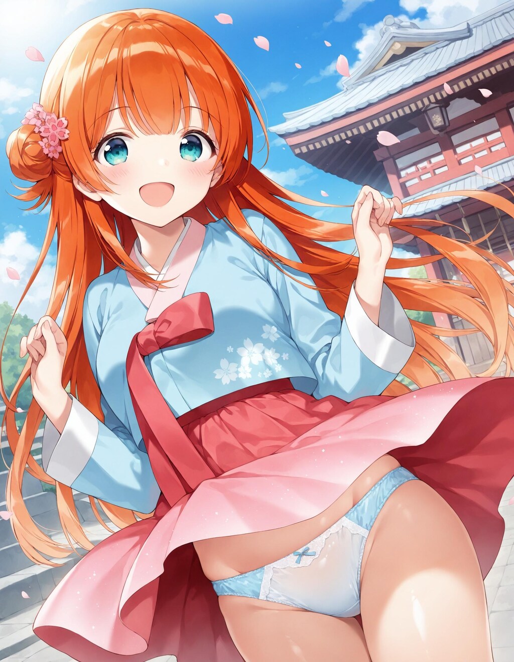 韓服コスでパンチラ