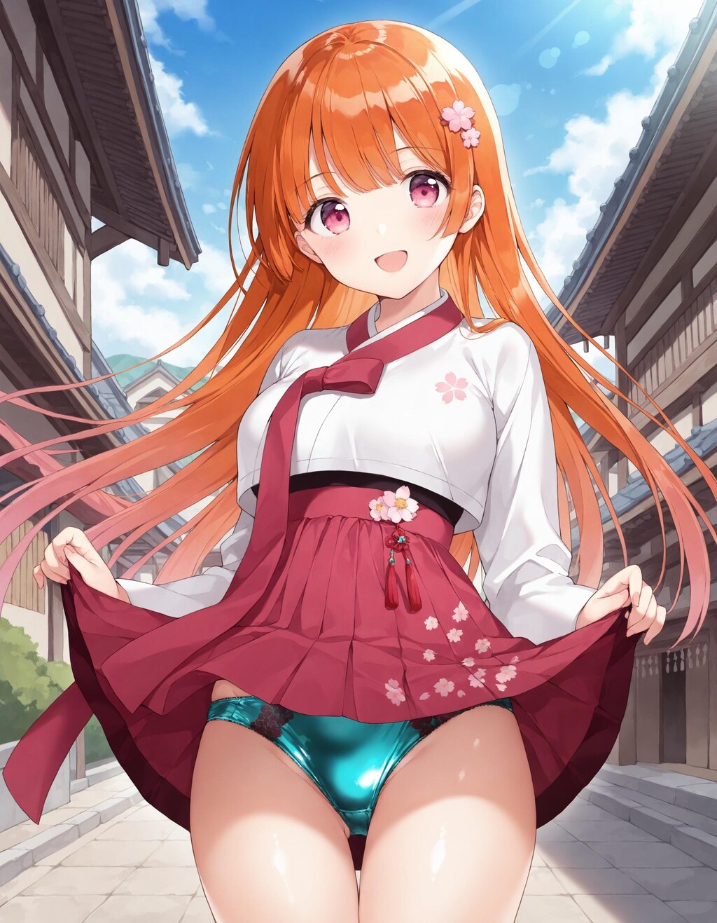 韓服コスでパンチラ