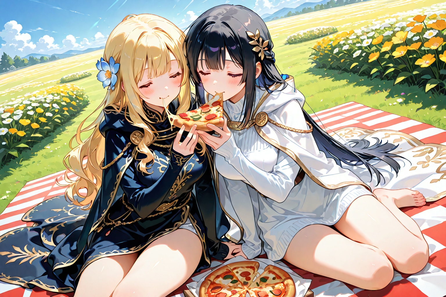 ピザをシェアしますわ