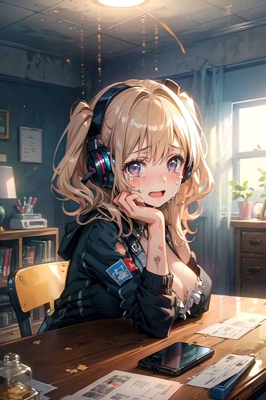 無線への応答で嬉し泣きする少女