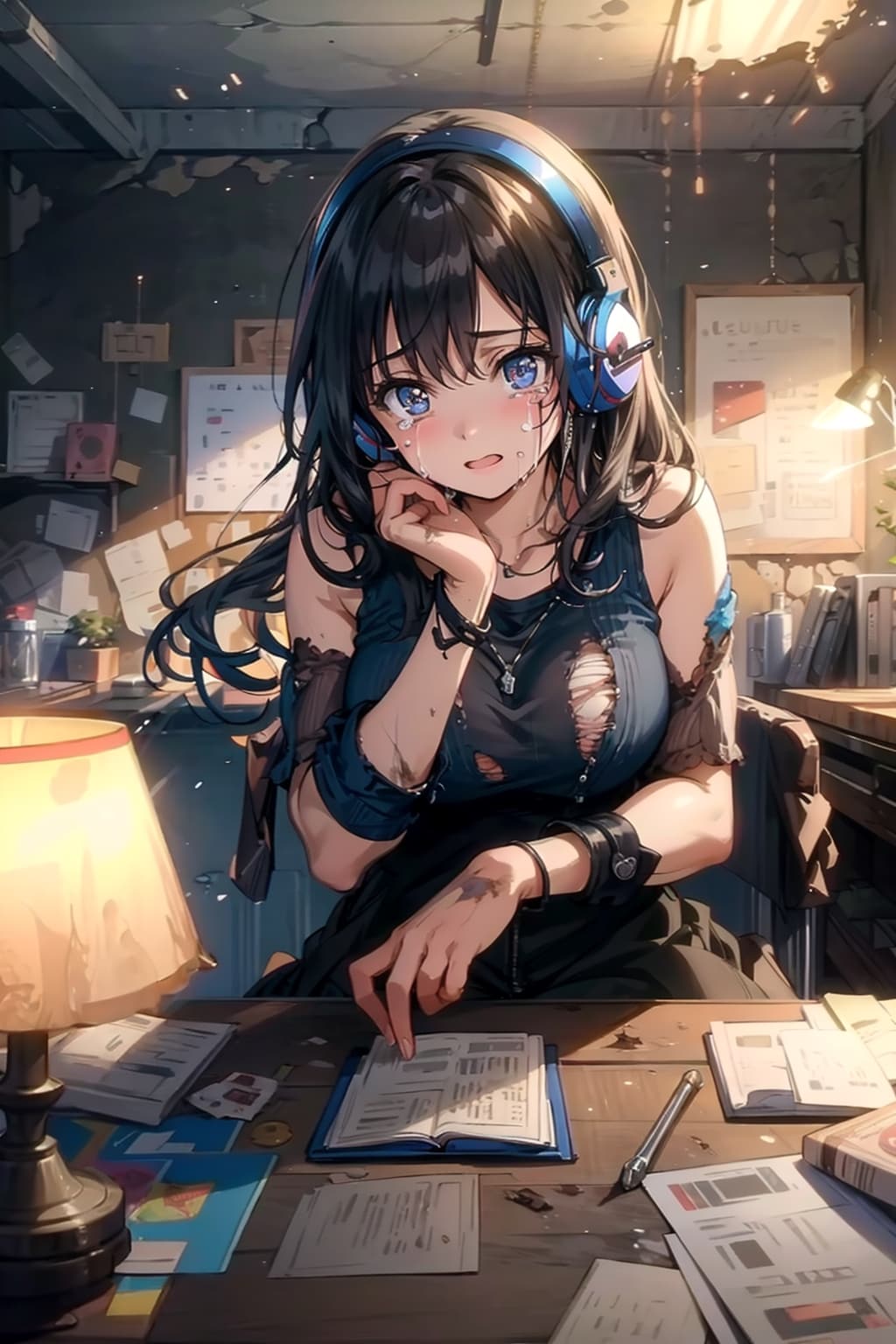 無線への応答で嬉し泣きする少女