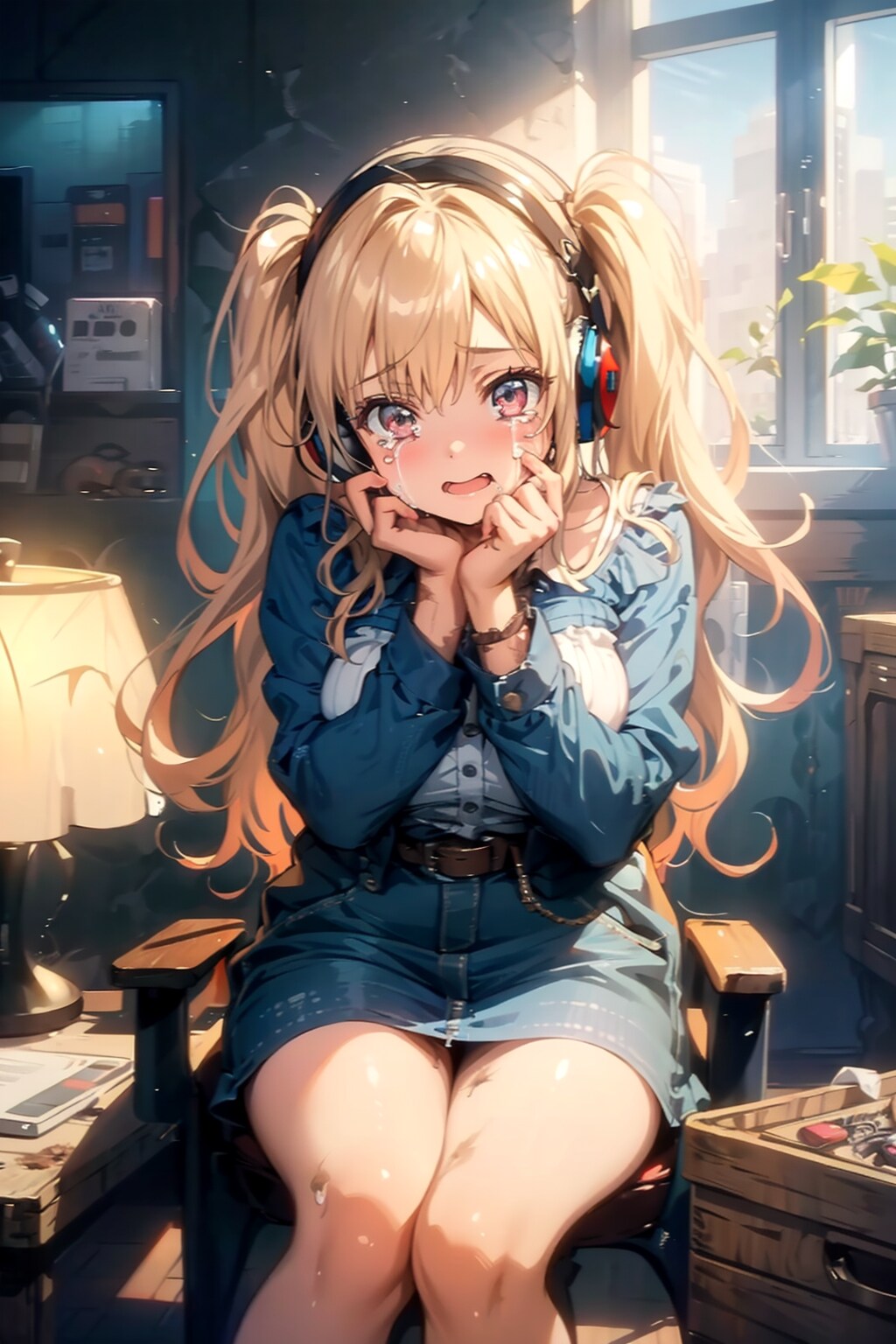 無線への応答で嬉し泣きする少女