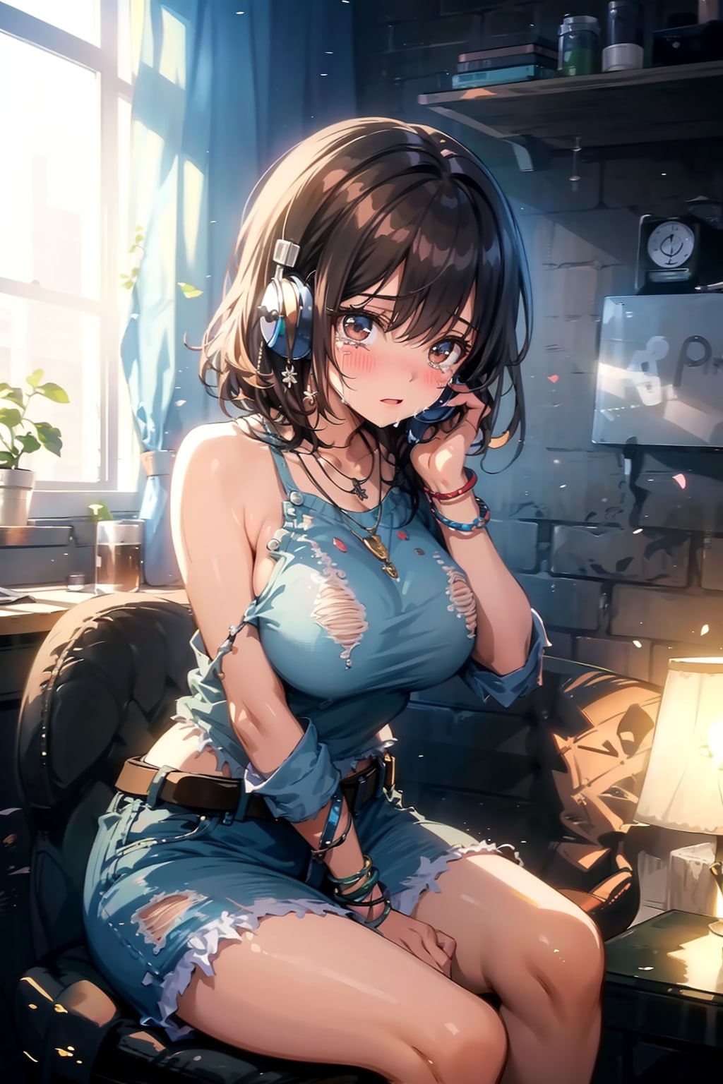 無線への応答で嬉し泣きする少女