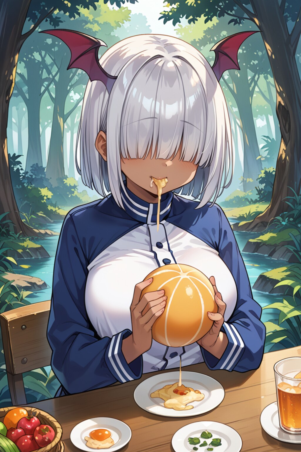 キンタマ料理を堪能する悪魔神官ちゃん