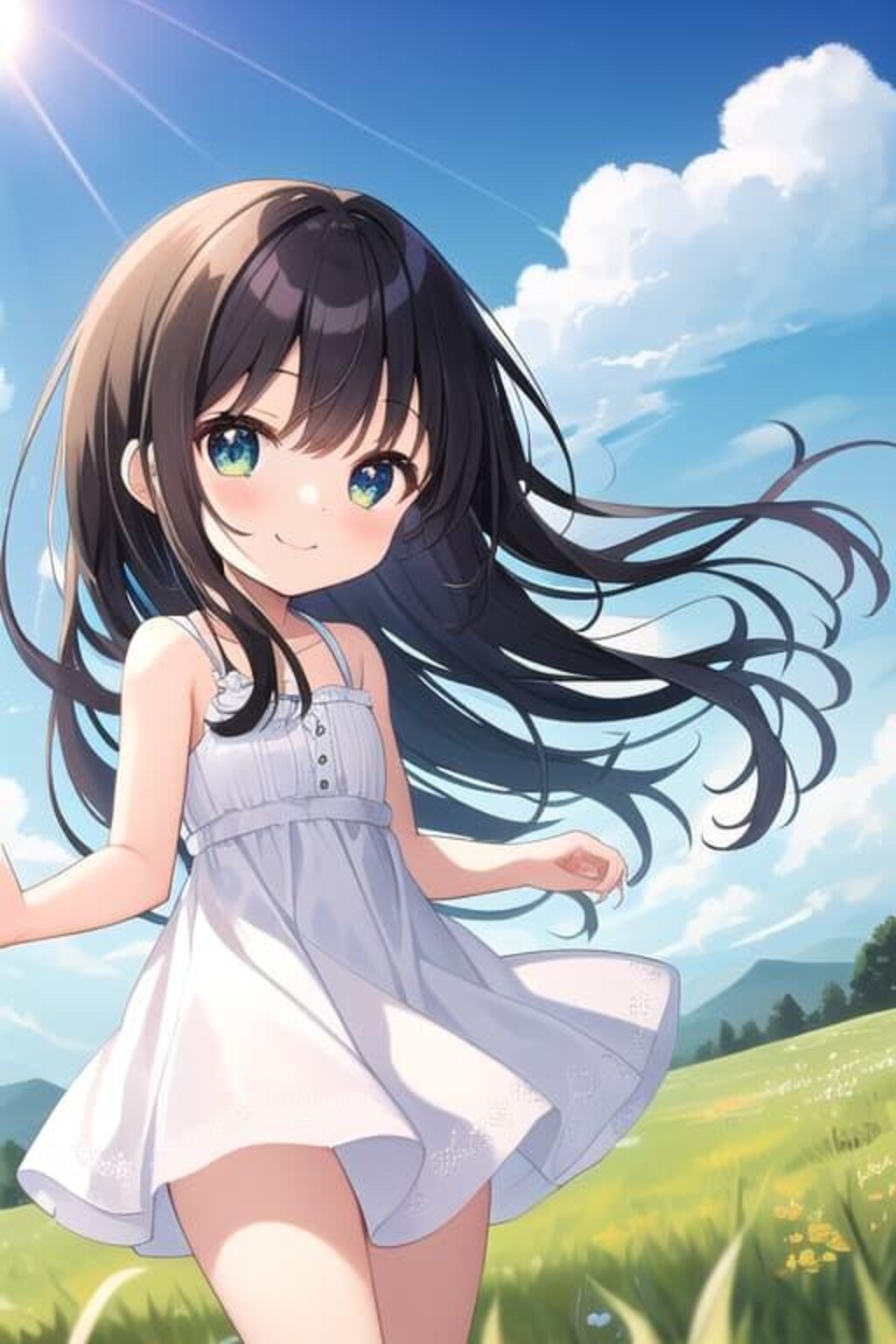 夏の空と少女