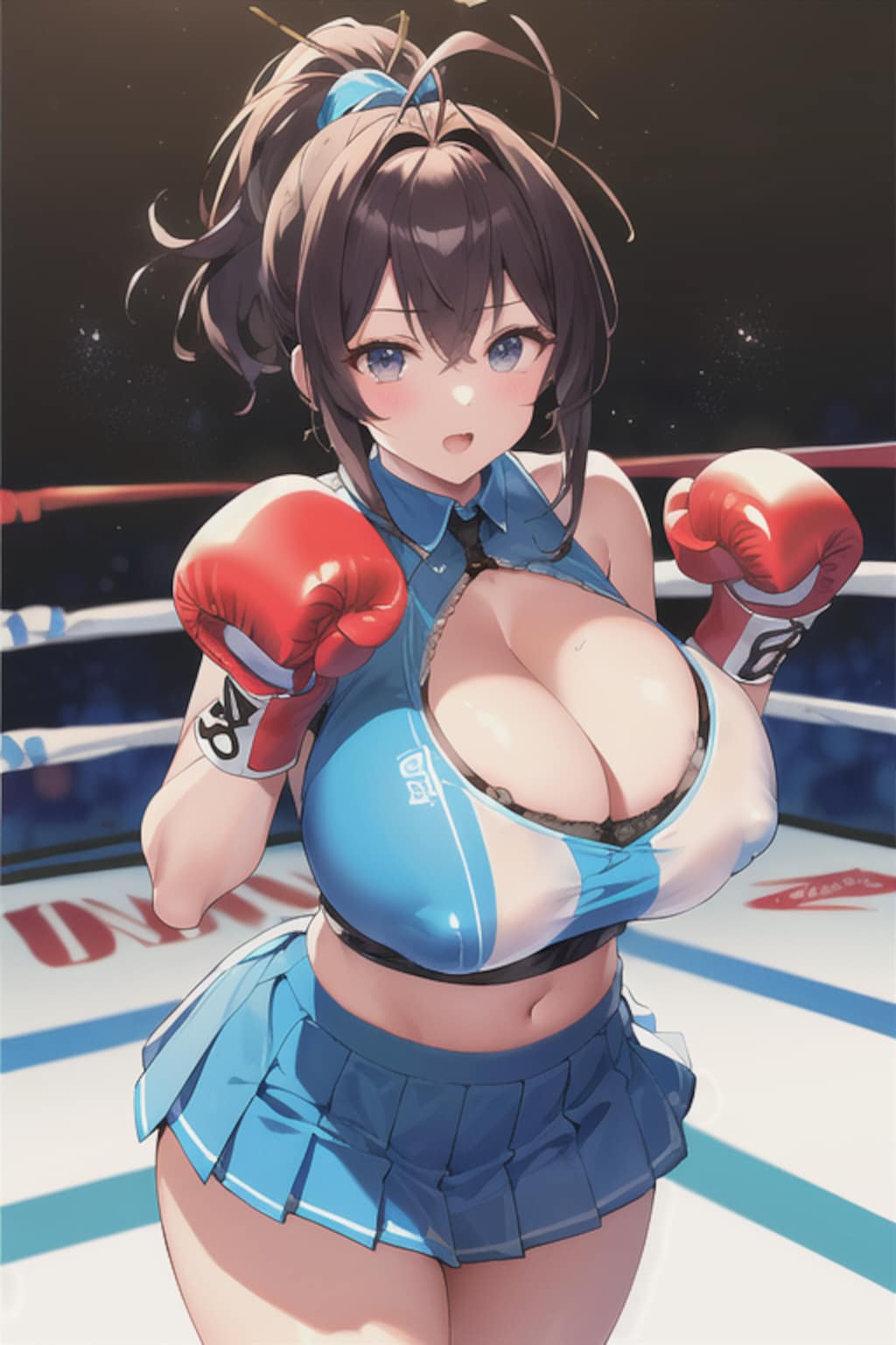 胸ポチ爆乳ちゃんとボクシング