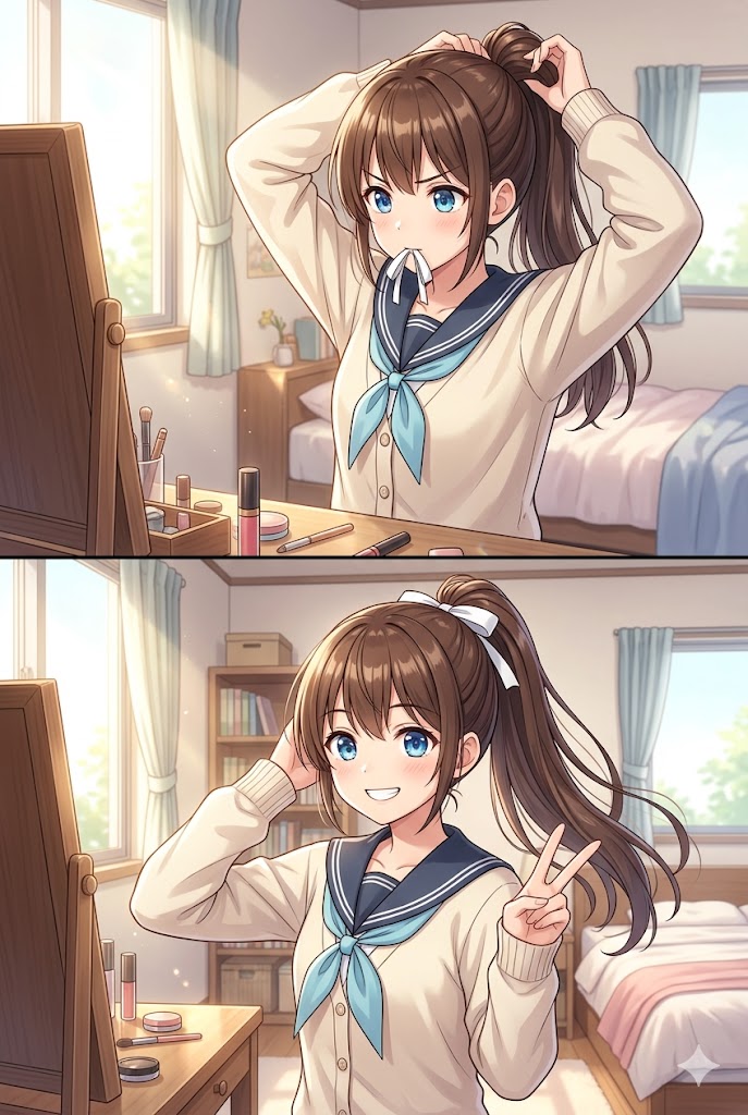 ポニーテールを結ぶポニーテールちゃん | の人気AIイラスト・グラビア