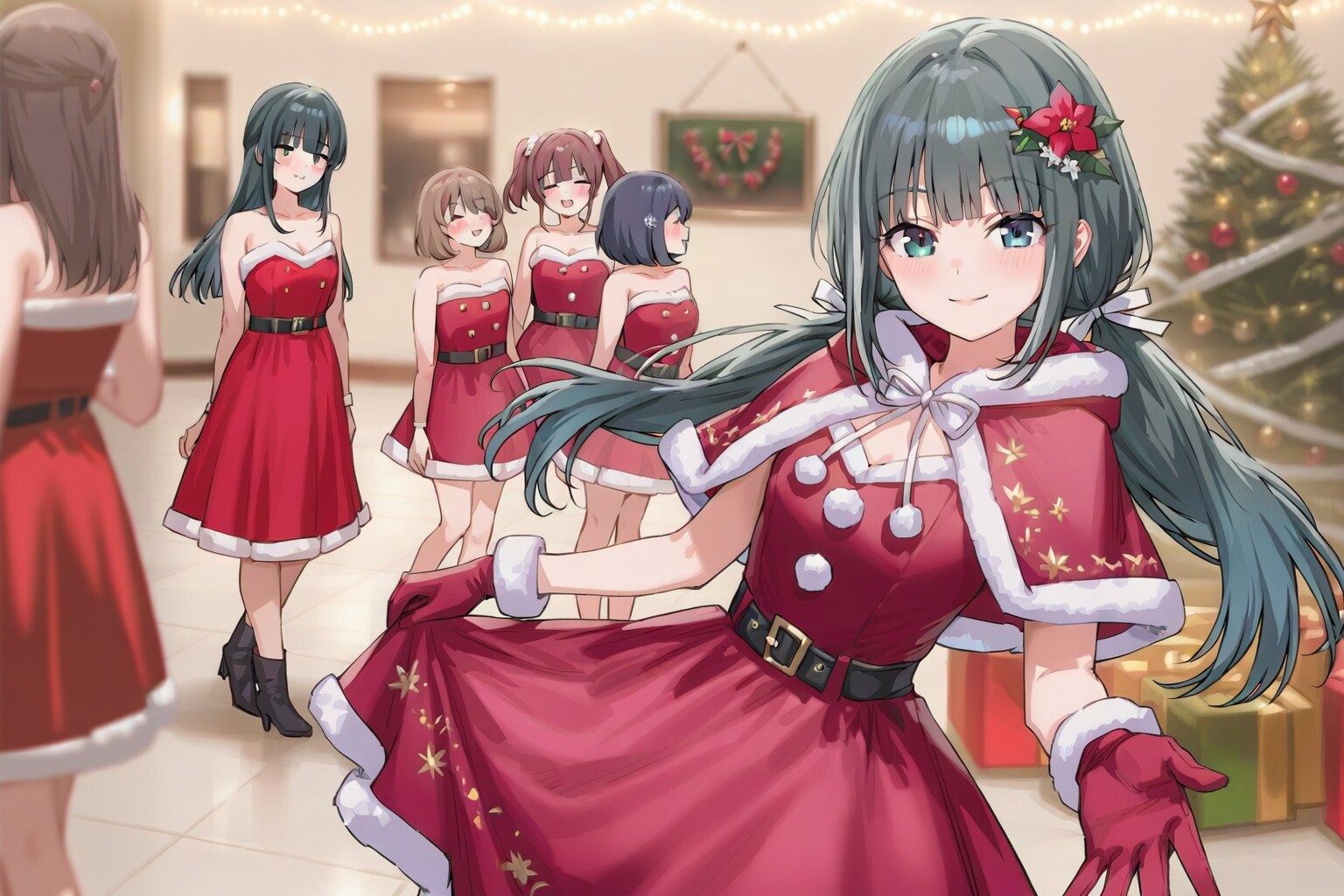 純真ちっぱい(JC)ちゃんと赤いサンタ風ドレス【季節外れも甚だしい】 | の人気AIイラスト・グラビア